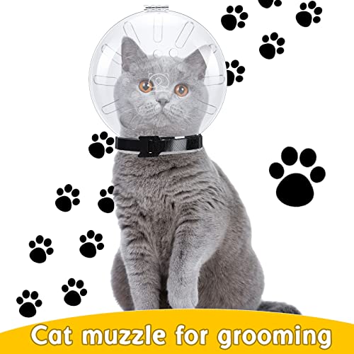 Cat Muzzle Cat Helmet Cat Mouth Cover Helmet Muzzle Pet Grooming Muzzle Cat Adjustable Hood Transparent Breathable Cat Face Mask Cat Grooming Muzzle Mask For Cat Dog Pet Costume Tools (M) #TOP3
