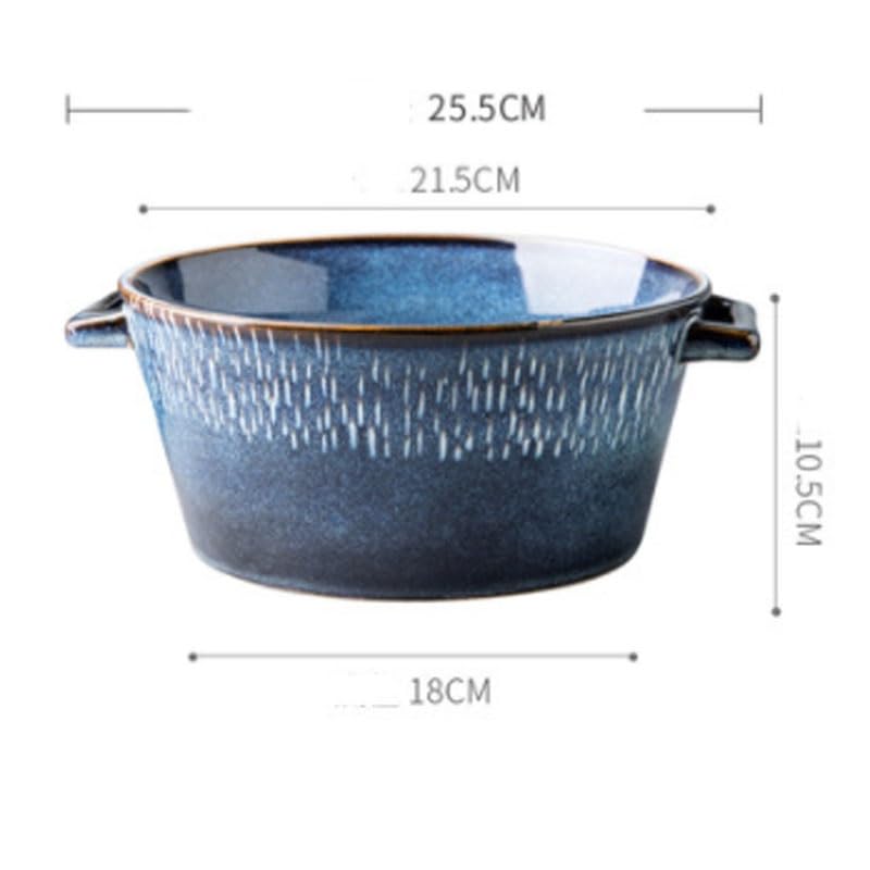 Miska ceramiczna na zupę, ceramiczna miska binauralna, kreatywna zastawa stołowa, odpowiednia do sałatek, płatków śniadaniowych, owoców i makaronu, średnica otworu miski 7,5 cala