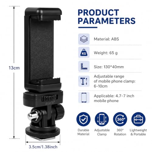Image of 360 Rotating Smartphone Holder with Hot Shoe Mount & 1 /4 inch Thread