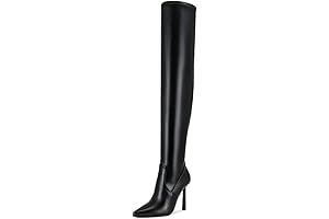 #1 Super Sexy VVB Black Leather Over-the-Knee Boots for Women (heel: 2.5 inches)
