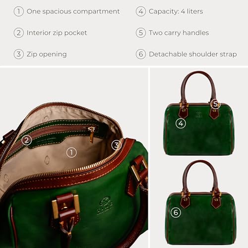 Bolso de cuero para mujer tipo tote con asa superior miniatura 6
