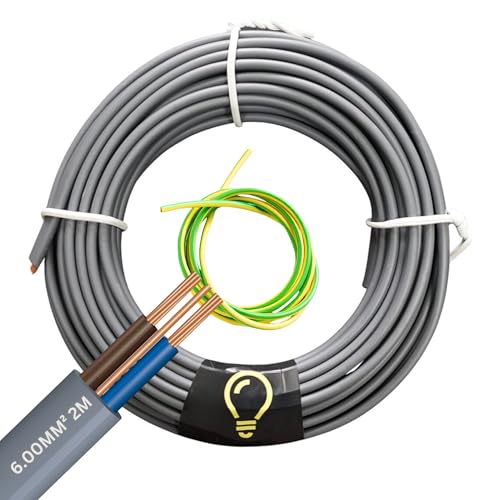 SH|P Electrical® 6mm Twin and Earth with Earth Sleeving – Electric Cooker Cable – 2m Pack – Premium PVC Insulated Electrical Cable, Ideal for Domestic Wiring and Power Circuits. BASEC Approved.