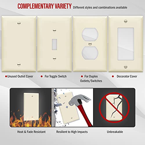 Image of ENERLITES Blank Device Wall Plate, Gloss Finish, Standard Size 1-Gang 4.50 inch x 2.76 inch, Polycarbonate Thermoplastic, 8801-LA, Light Almond (Pack of 2)