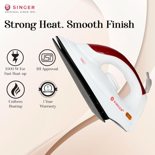Image of SINGER Combo Pack Dry Iron (1000 W) & 1.5 L Kettle (1350 W) | Overheat Protection | Home & Kitchen Appliance Set | Auto Shut-Off | Gift Set
