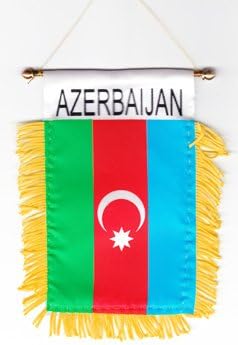 Azerbaijan Fringed Rear-View Mirror Window Hanging Flag with Suction Cup