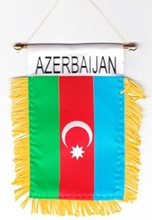 Azerbaijan Fringed Rear-View Mirror Window Hanging Flag with Suction Cup
