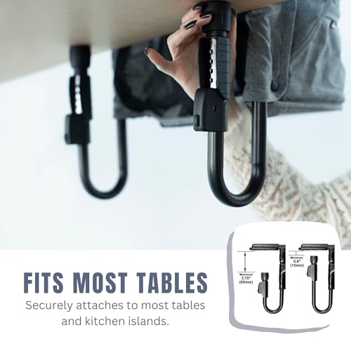 Image of guzzie+Guss Perch Clip-On Table Chair - Easy Setup for Travel (Restaurants, Picnics), at Home (Kitchen Islands, Dining Tables) - Secure & Portable Seating, Machine Washable Fabric - Latte