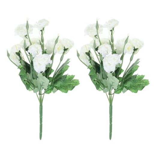 PATIKIL 5 Rama 10 Artificial Seda Hortensia, 2 Paquete Falso Claveles Flores Falso Decoración Ramo para Boda Hogar Oficina Decoración, Blanco