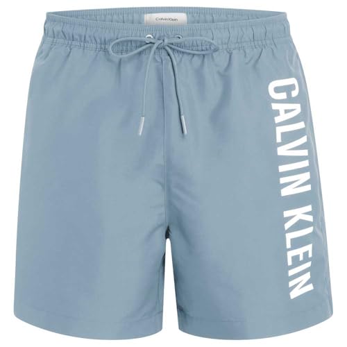 Calvin Klein Short de Bain Homme Medium Drawstring avec Cordon de Serrage, Bleu (Skim Blue), S