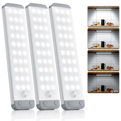 YANEGRT Under Cabinet Lights 3-Pack, 8.3 Inch Motion Sensor Light Indoor,USB-C Rechargeable 1500mAh...