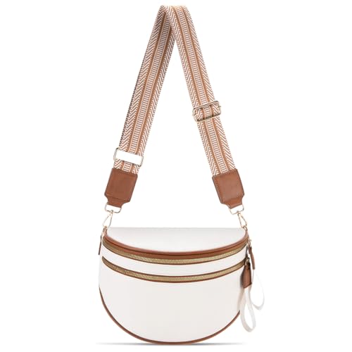 oscaurt Leather Crossbody Bag Bum Bag for Women Large Sling Bag Cross Body Purse Shoulder Handbag Fanny Pack