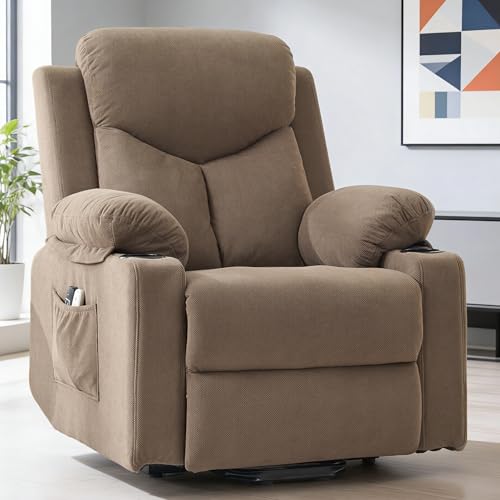 Image of Power Lift Recliner Chair for Elderly with Massage,Recliner Chairs for Adults with Remote,Electric Lift Chair with Side Pockets,USB & Type-C Charging for Living Room (Coffee)