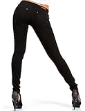 CHICK REBELLE 24brands - Damen Skinny Hose Treggings Röhrenhose Slim - 965, Größe:34;Farbe:Schwarz