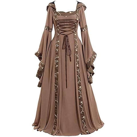eiuEQIU Vestido Medieval de Manga Larga para Mujer Cover