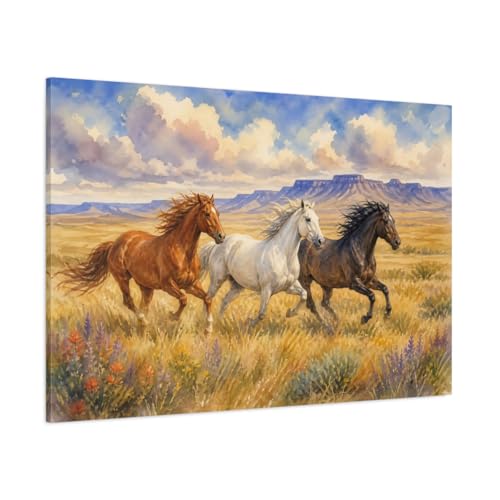 Art mural chevaux galop impression grand format déco salon moderne