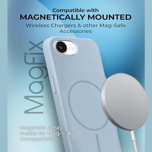 Image of iPhone 16e Silicone Magsafe Case | Shock Proof Design & Camera Protection | Premium Rubberised Apple iPhone 16e Cover (Microfiber Lining) | Magnetic Liquid Silicone - Sky Blue