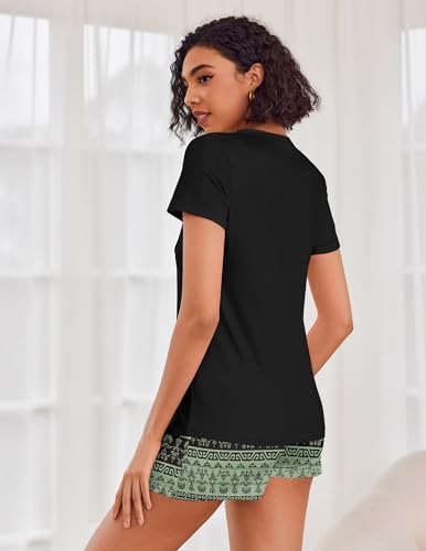 Image of Ekouaer Womens Pajama Sets Shorts Soft 2 Piece Lounge Set with Chest Pocket