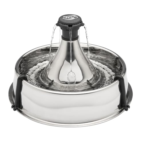 PetSafe Drinkwell - Fuente para Perros y Gatos de Acero Inoxidable - Flujo de Agua Ajustable y Capacidad de 3,8 litros