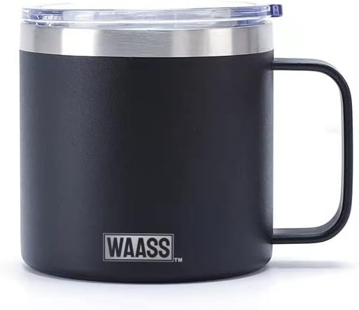Taza de café aislada de acero inoxidable de 14 onzas, caliente y fría, con tapa deslizante a prueba de fugas, perfecta para café caliente y té para