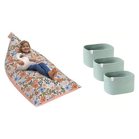 Stuffed Animal Storage Bundle - Stuffie Seat + 3 Matching Woven Baskets Bundle for Toys, Blankets, Books and More - Get a Handle on Your Kids Room Today Bundle Cover