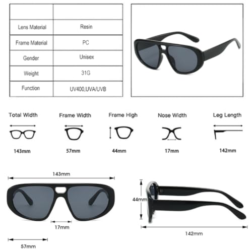 Lunettes de soleil rétro au design double pont élégant - 2