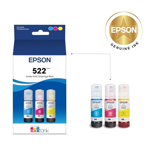 Image of Epson 522 EcoTank Ink Ultra-high Capacity Bottle Color Combo Pack (T522520-S) Works with ET-2720,2800,2803,2840,4700,4800,4810,(Pack of 2)