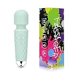 Powerful Vibrate Mini Wand Massager with 8 Speeds & 20 Modes - Rechargeable Handheld Cordless Waterproof Personal Massager for Neck Shoulder Back Body Massage, Perfect Gift for Women, Men - Green