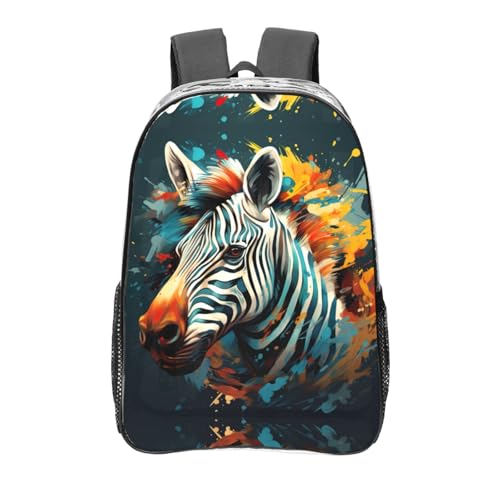 Sac à dos transparent avec poches et motif zèbre noir