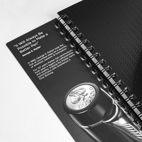 Image of Parker Wiro Premium Silver Notebook - A5, with Black & Grey Tabs, 240 Pages, 80 GSM, 4 Subject | Wirebound Design with Water-Resistant Cover & Glossy Sleeve