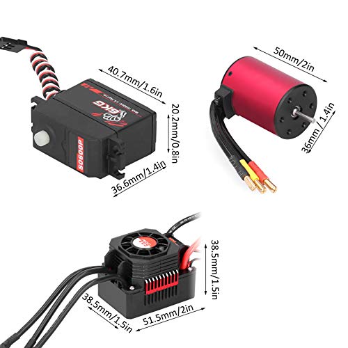 RC Motor Set 1/10, ESC Motor Servo 3650 4500KV Brushless Motor + 60A ESC mit Lüfter + 6KG Metall Servo (S0600M) + 25T Arm 1:10 RC Truck Zubehör