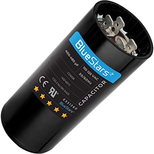 [UL Listed] BlueStars 400-480 uF MFD 110-125 VAC CD60 Motor Start Capacitor