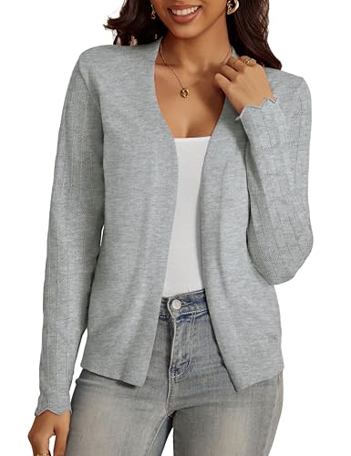 Image of VOIANLIMO Womens Cardigan Lightweight Open Front Knit Long Sleeve Cardigans Sweaters for Women