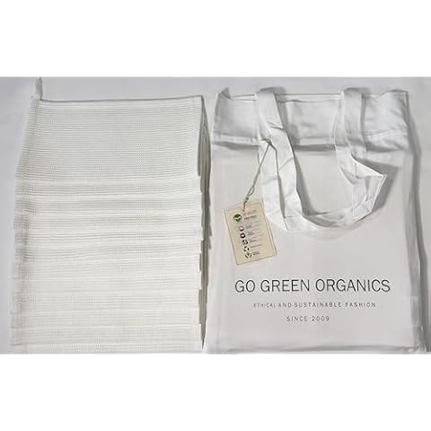 GO GREEN ORGANICS Organic Cotton Kitchen Dish Towels with Loop (Pack of 12) 12x12 Inch - Ultra Absorbent,Durable,Machine Washable - Multipurpose Towels for Kitchen,Bathroom,Dishwashing,Cleaning-White Cover