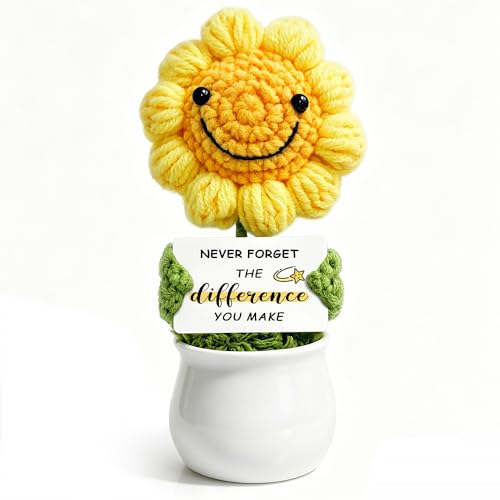 Muñeca de girasol crochet artesanal decorativa miniatura 1