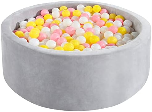 Moncoland Round Foam Kids Ball Pit for Toddlers, Large Baby Ball Pit with Soft Sponge Kids Play Tent Ball Pool, Children Gift Idea for Baby Infant Indoor and Outdoor Game (Gray)