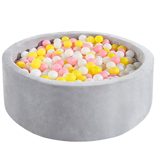 Image of Moncoland Round Foam Kids Ball Pit for Toddlers, Large Ball Pit with Soft Sponge Kids Play Tent Ball Pool, Children Gift Idea for Baby Infant Indoor and Outdoor Game (Gray)