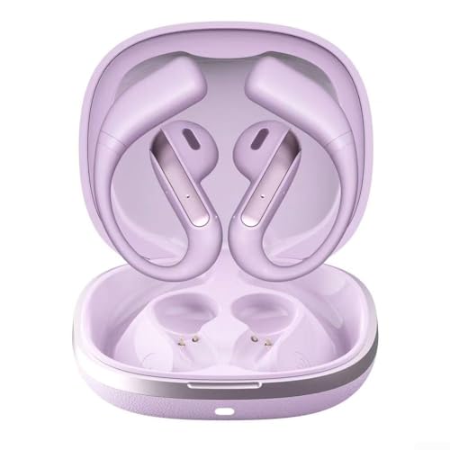 Honseadek Auriculares inalámbricos YJ55 AI con comodidad de oreja abierta, traducción en tiempo real de 164 idiomas, ligeros para uso durante todo el día en viajes y entornos de trabajo (morado)