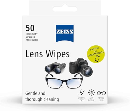 ZEISS Lens Wipes: Provides quick cleaning. Perfect for cleaning and removing fingerprints from glass or plastic lenses as well as screens and digital displays - 50 Count