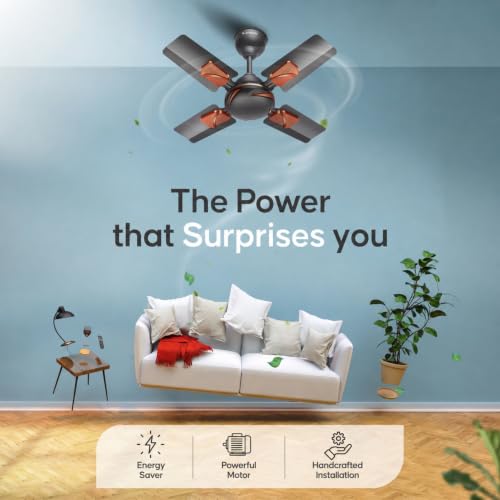 Image of LONGWAY Creta P1 600 mm /24 inch Ultra High Speed 4 Blade Anti-Dust Decorative Star Rated Ceiling Fan 2 Years Warranty (Smoked Brown, Pack of 1)