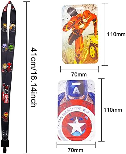 Super Hero Lanyard Neck Strap with Badge Holder BESTZY 2pcs Lanyard with Card Holder, Super Hero Lanyard with Detachable Card Holders for Office School Supplies, ID Card, Keys