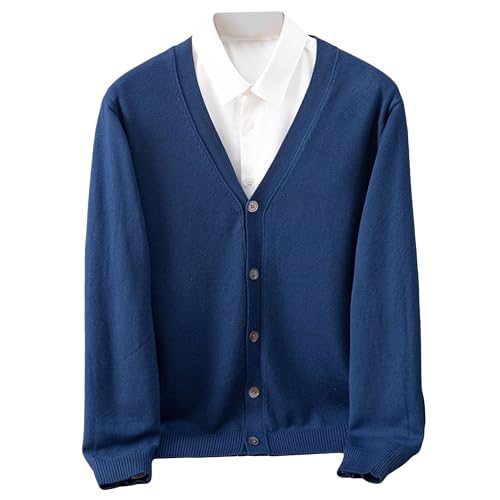 Mens Textured Cardigan Sweater V-Neck Long Sleeve Button Man Sweaters Regular Fit Ribbed Casual Cardigan