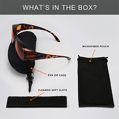 Image of Eyekepper 100% Blue Reduction,Fitover Anti-Blue Blocking Computer Glasses with Extra Amber Lenses for Women, Tortoise
