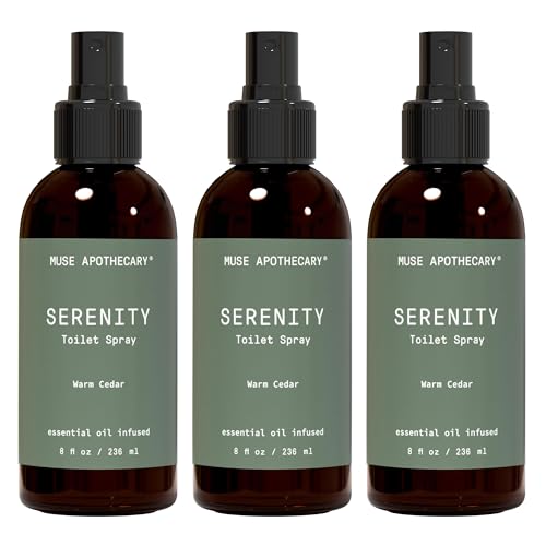 Muse Apothecary Flush Ritual - Botanical Collection - Aromatic &amp; Refreshing Toilet Spray, Use Before You Go, Infused with Natural Aromatherapy Essential Oils - 8 oz, Warm Cedar, 3 Pack