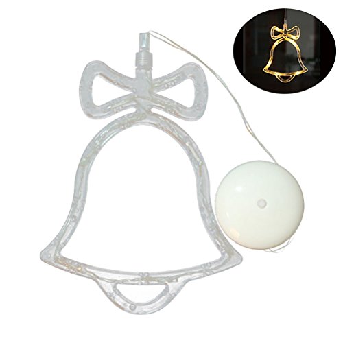 Preisvergleich Produktbild LEDMOMO Weihnachtsbeleuchtung - Bell hängenden Fensterlicht mit Saugnapf und batteriebetrieben für Weihnachtsdekoration (warmes weißes Licht)
