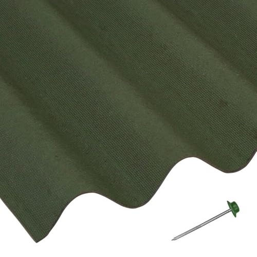Green Corrugated Roofing Sheets - Shed Roofing Sheets 950mm x 2m x 5 Pack with 100 Fixing Nails