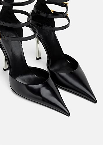 THESHY Womens Ankle Strap Metal Stiletto High Heel Pointy Pumps Buckle Up Fashion Dress Party Pumps4