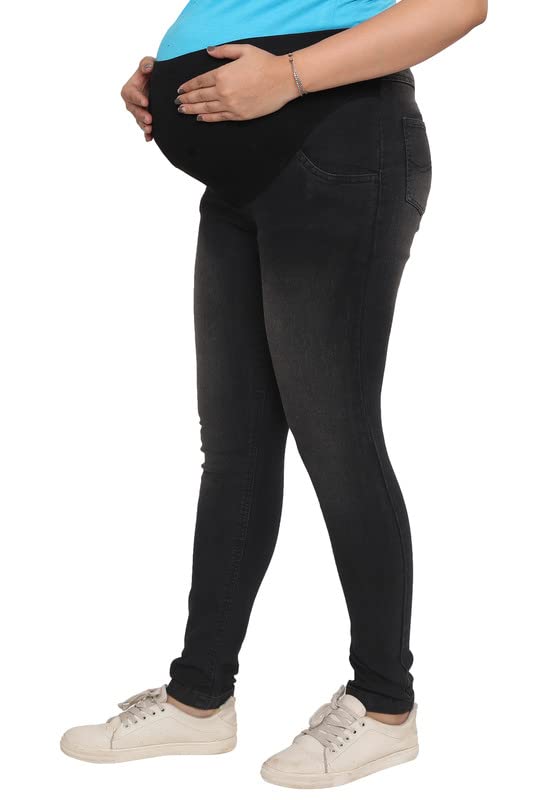 Mama and Bebe Womens Maternity Denim Pant, with Stretchable Fabric Best for Pregnant Ladies