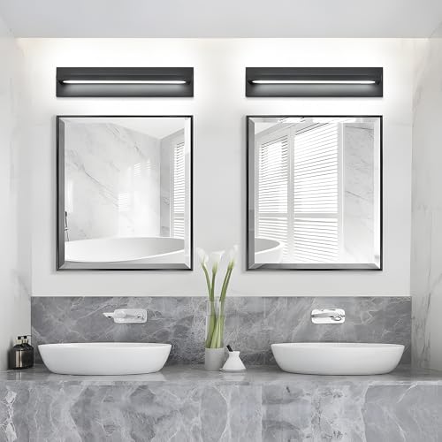 Image of LED Bathroom Lighting Fixture Over Mirror Matte Black,20W Dimmable Modern LED Vanity Light,6000K Cool White Over Mirror Vanity Light for Bathroom,IP44 Waterproof(20.5 Inch)
