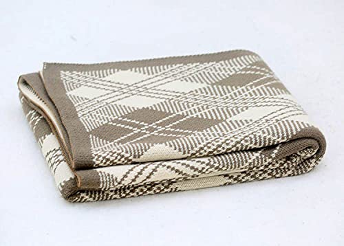 MIVY Plaid Canape,Couvertures De Jet Vintage Simples À Pompons Tricotés, Couverture De Jet Décorative Légère Et Douce pour Canapé-Lit Et Salon - Toutes Saisons (51,2 X 67 Pouces), Kaki Cover