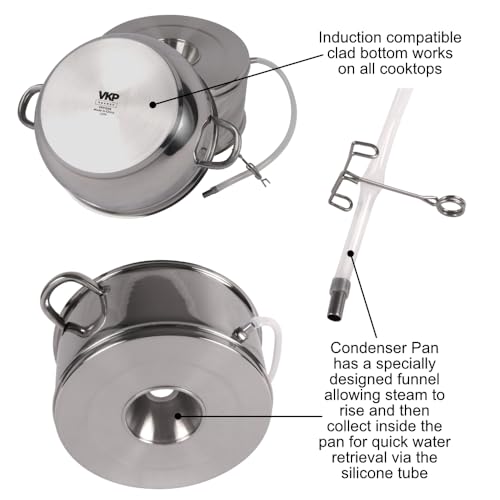 Little Creek Stainless Steel Water Distiller, 2 Gallon Capacity, Works on all Stovetops, Double Boiler, Render Lard & Tallow